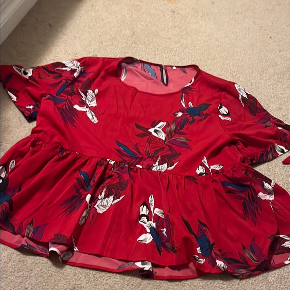 SHEIN Red Floral Blouse